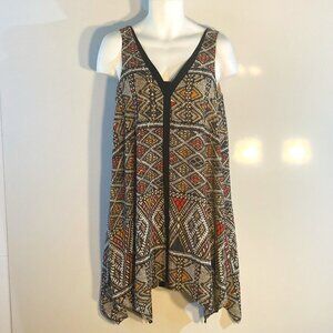 BCBGMaxAzria SZ M Flowy tent dress strappy neckline tribal office streetwear tra